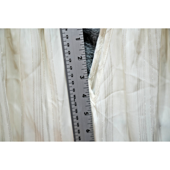 Jay Jay Cold Shoulder White Chiffon Blouse XL Sheer Glitter Trim Bell Sleeve - Picture 9 of 9